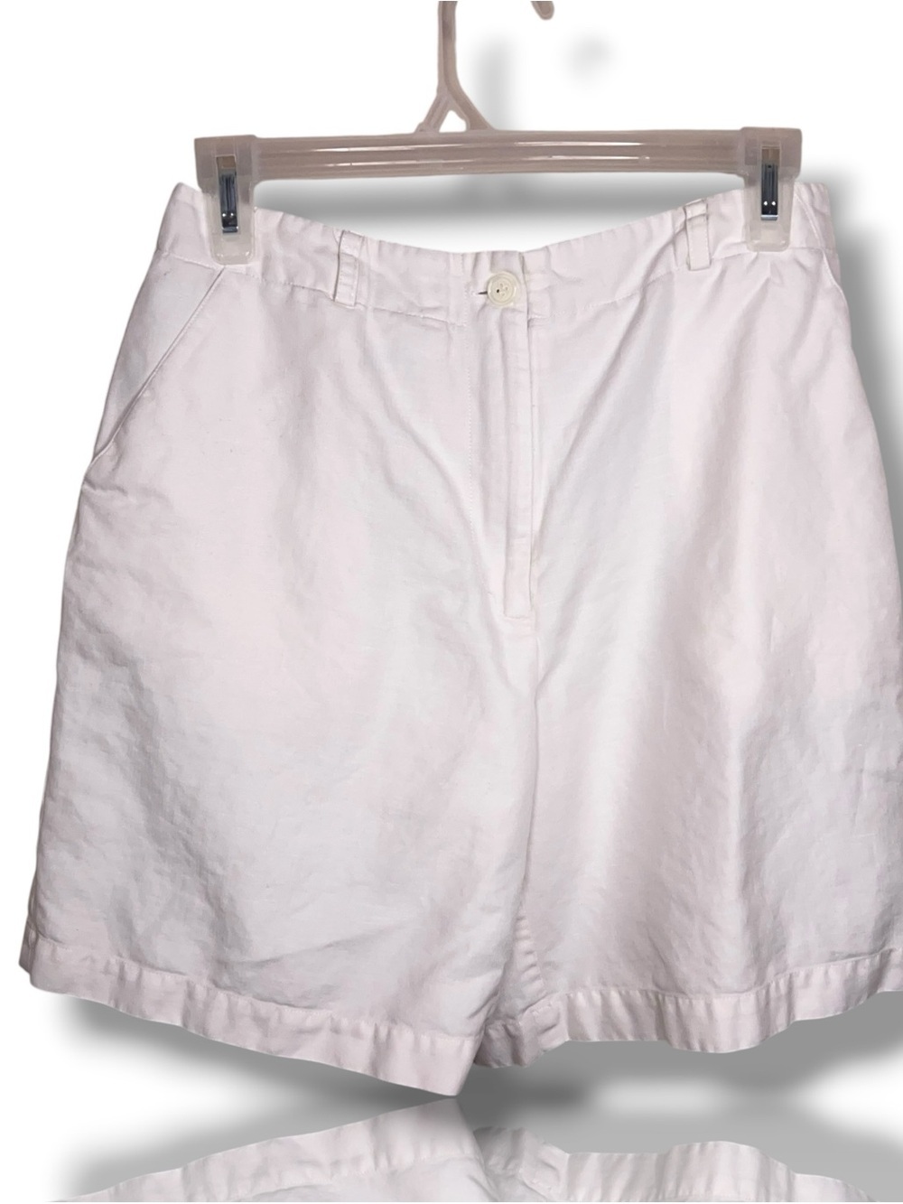 Vintage Size 6 Telluride White Linen Cotton Shorts Womens Longer Length Neutral